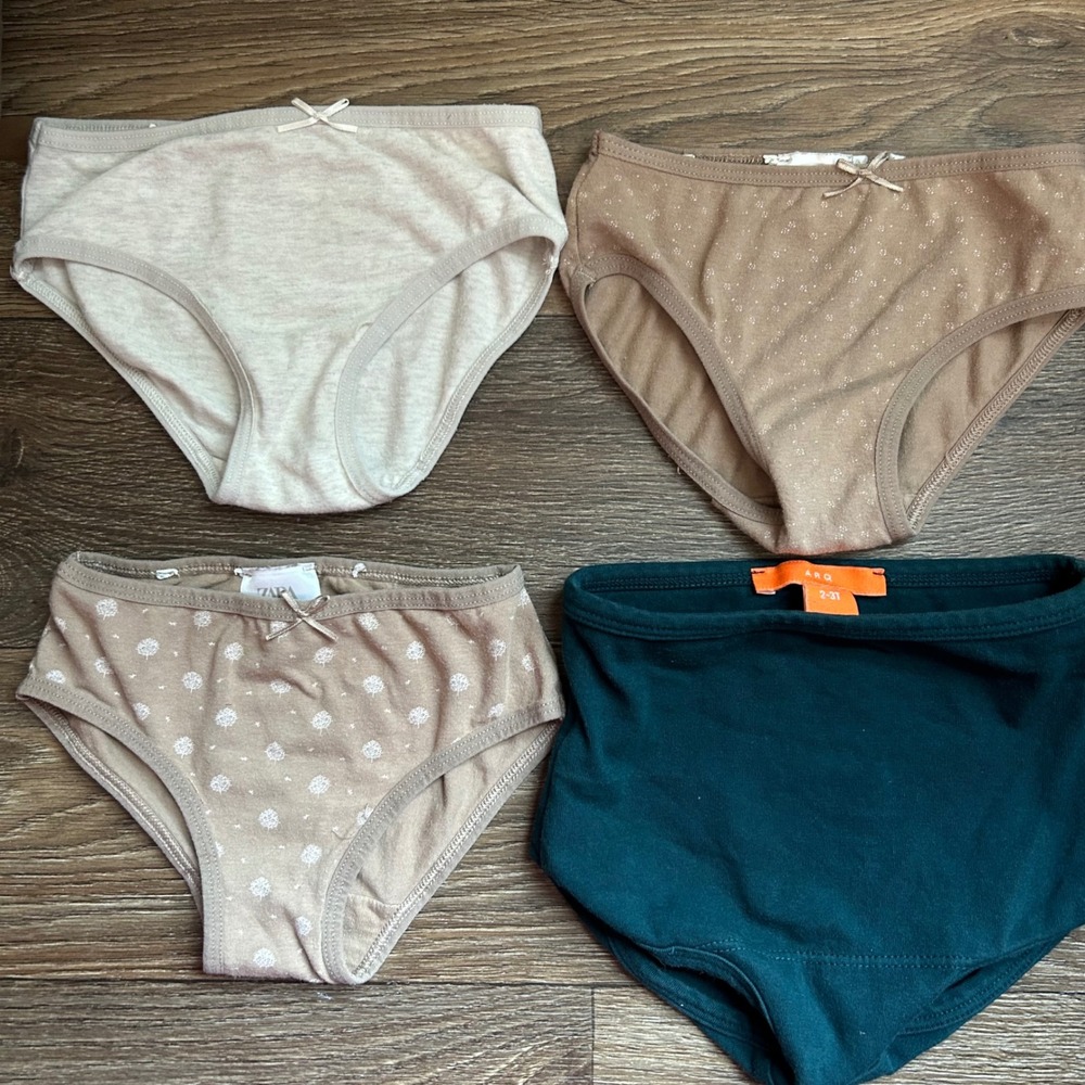 Zara Kids and ARQ Underwear Bundle Size 2-3T Neutral Floral Teal Cotton 4 Pack